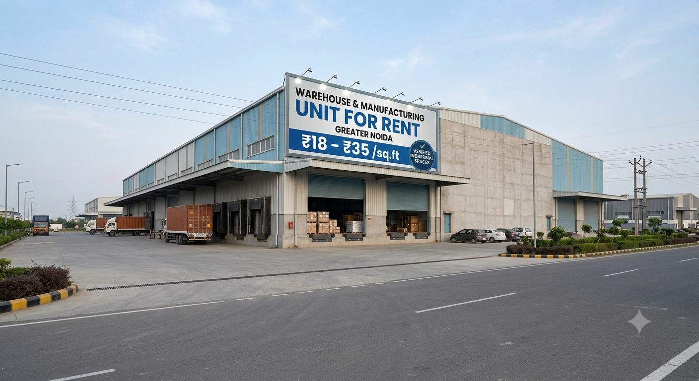 Warehouse & Manufacturing Unit for Rent in Greater Noida (₹18–₹35/sq.ft) | Verified Industrial Spaces