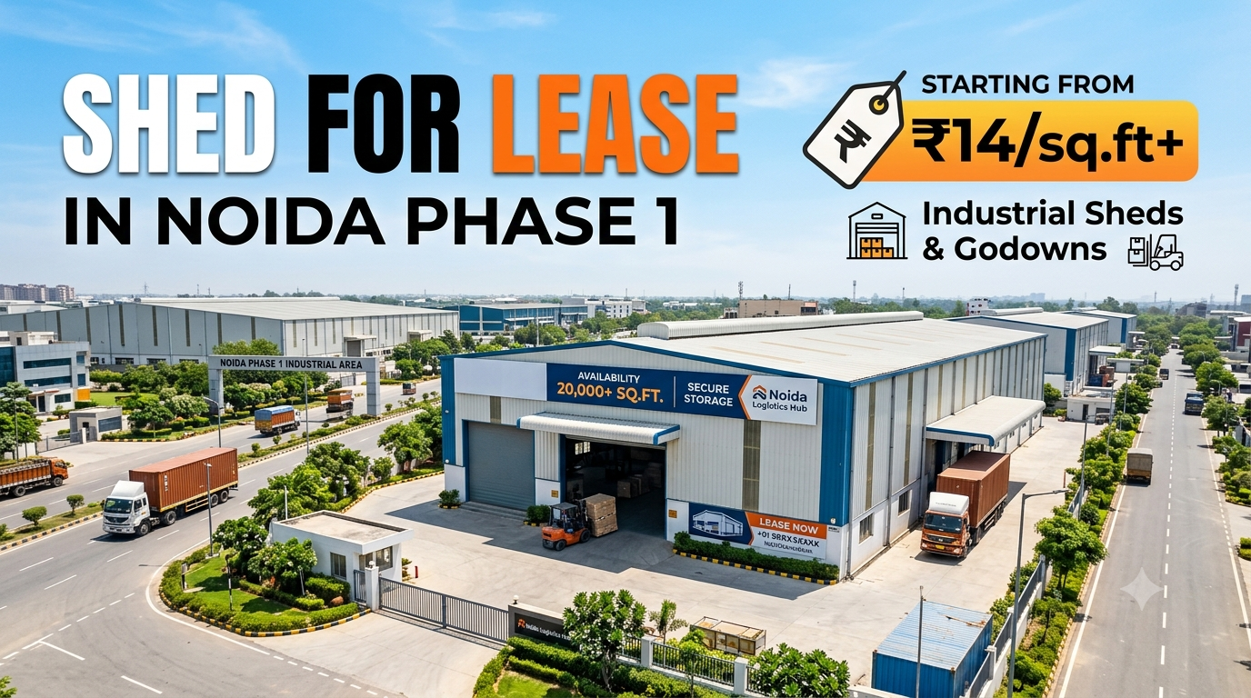 Shed for Lease in Noida Phase 1 (₹14/sq.ft+) | Industrial Sheds & Godowns