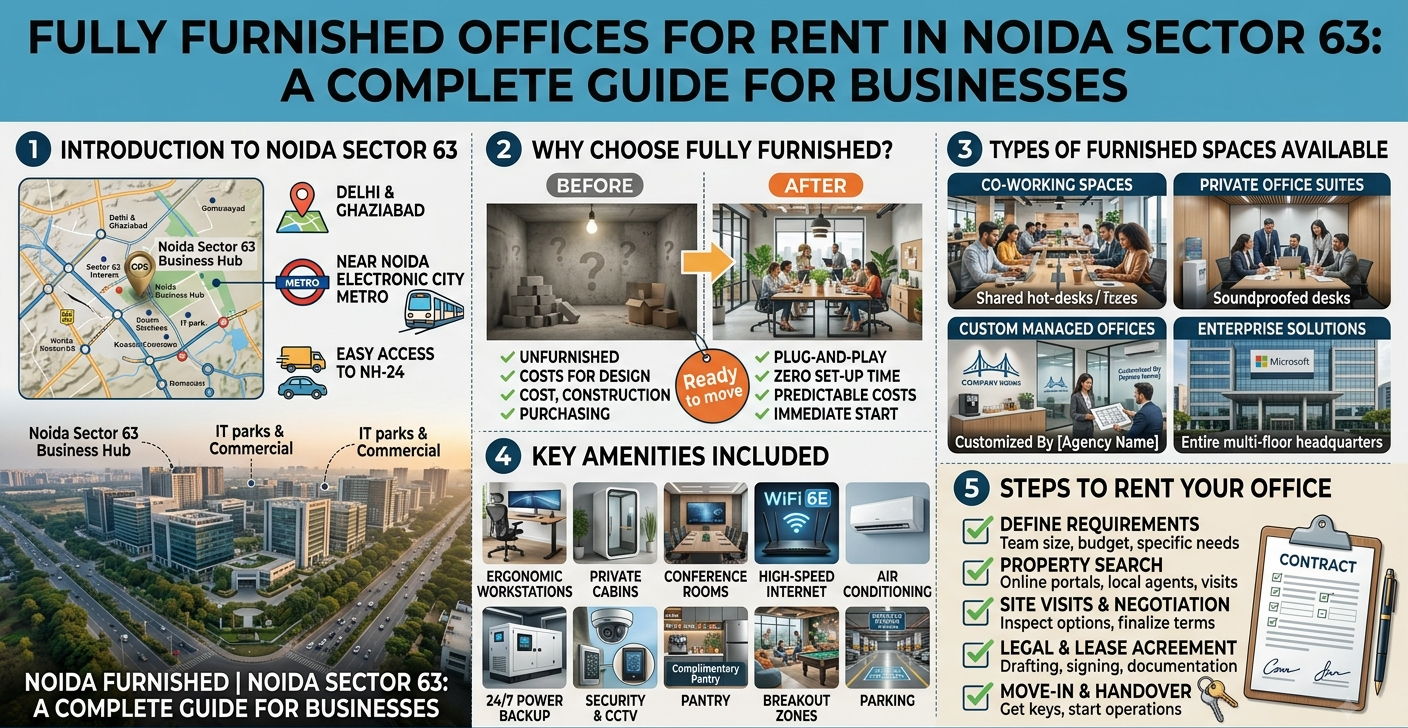 Fully Furnished Offices for Rent in Noida Sector 63: A Complete Guide for Businesses